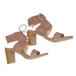 Charlotte Russe Lace Up Cut Out Sandal Heels Mauve
